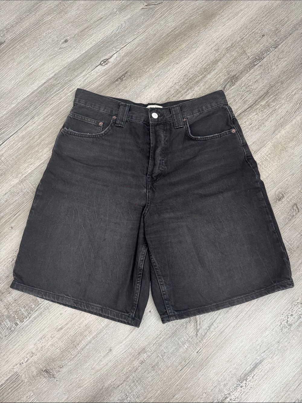 We The Free Washed Black Denim Shorts